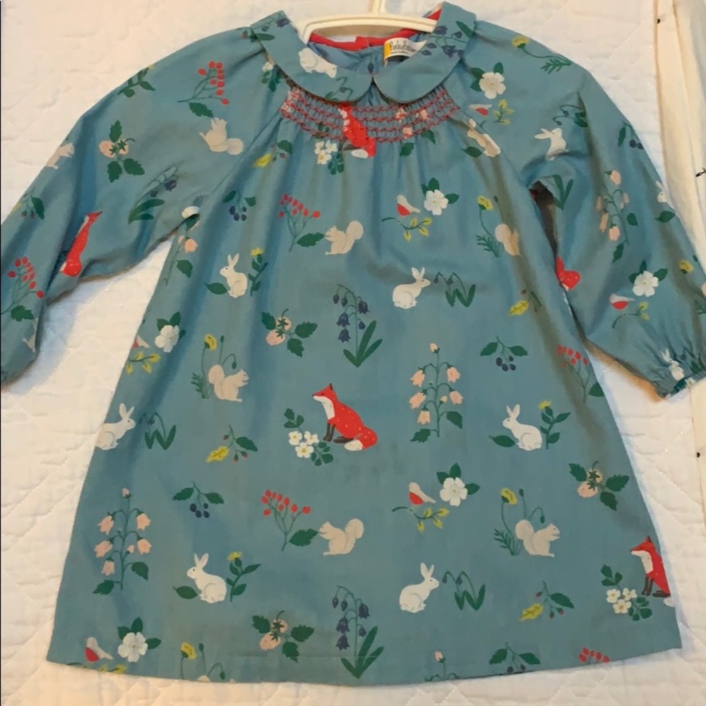 Baby Boden girls 6-12 mo woodland creature dress